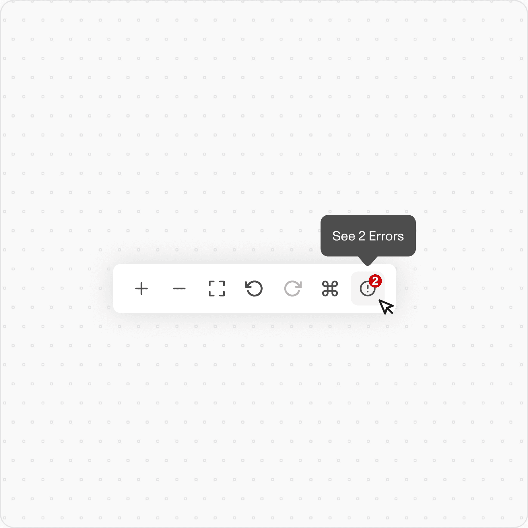 Canvas toolbar flagging two errors that need to be resolved