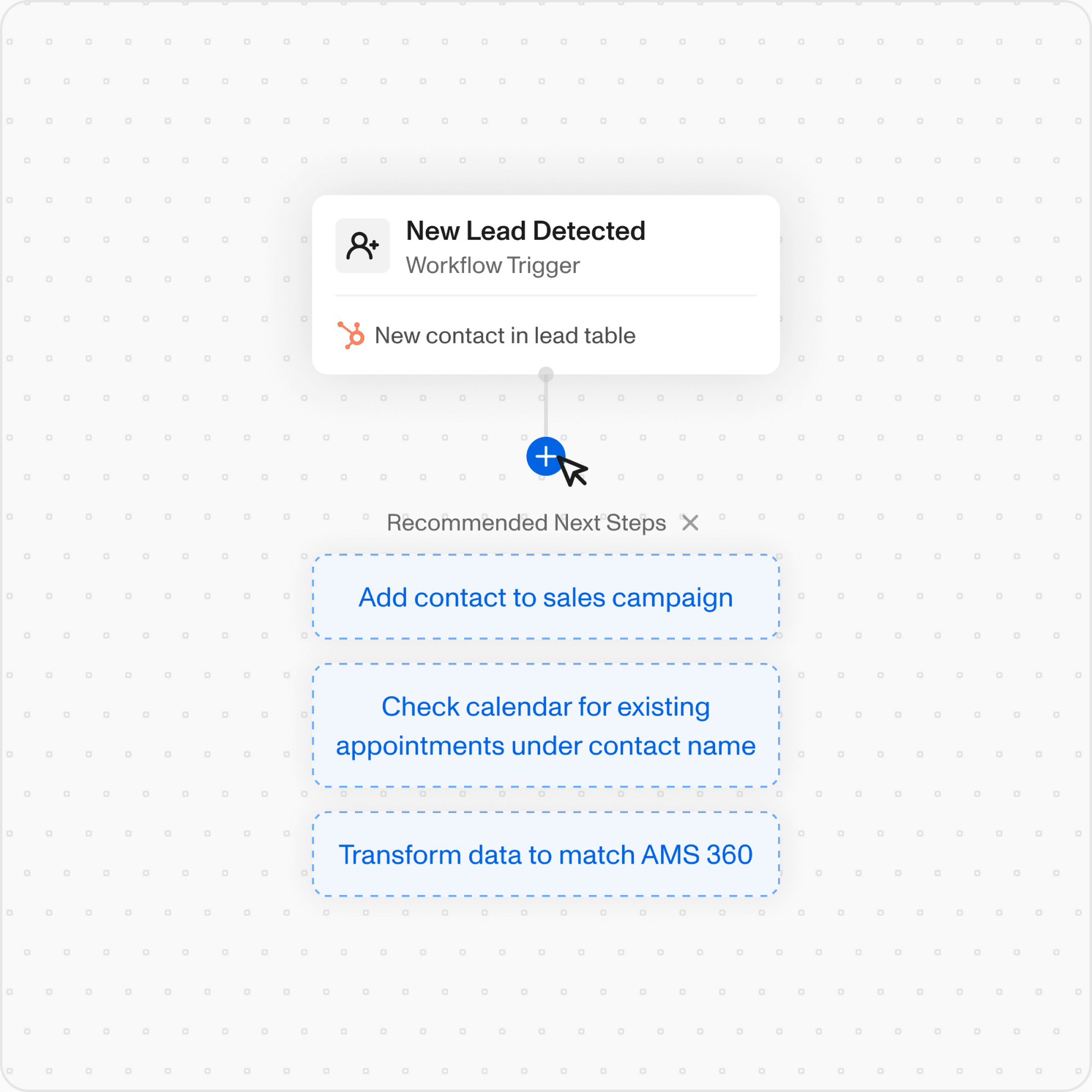 Recommended next steps suggested beneath a trigger node