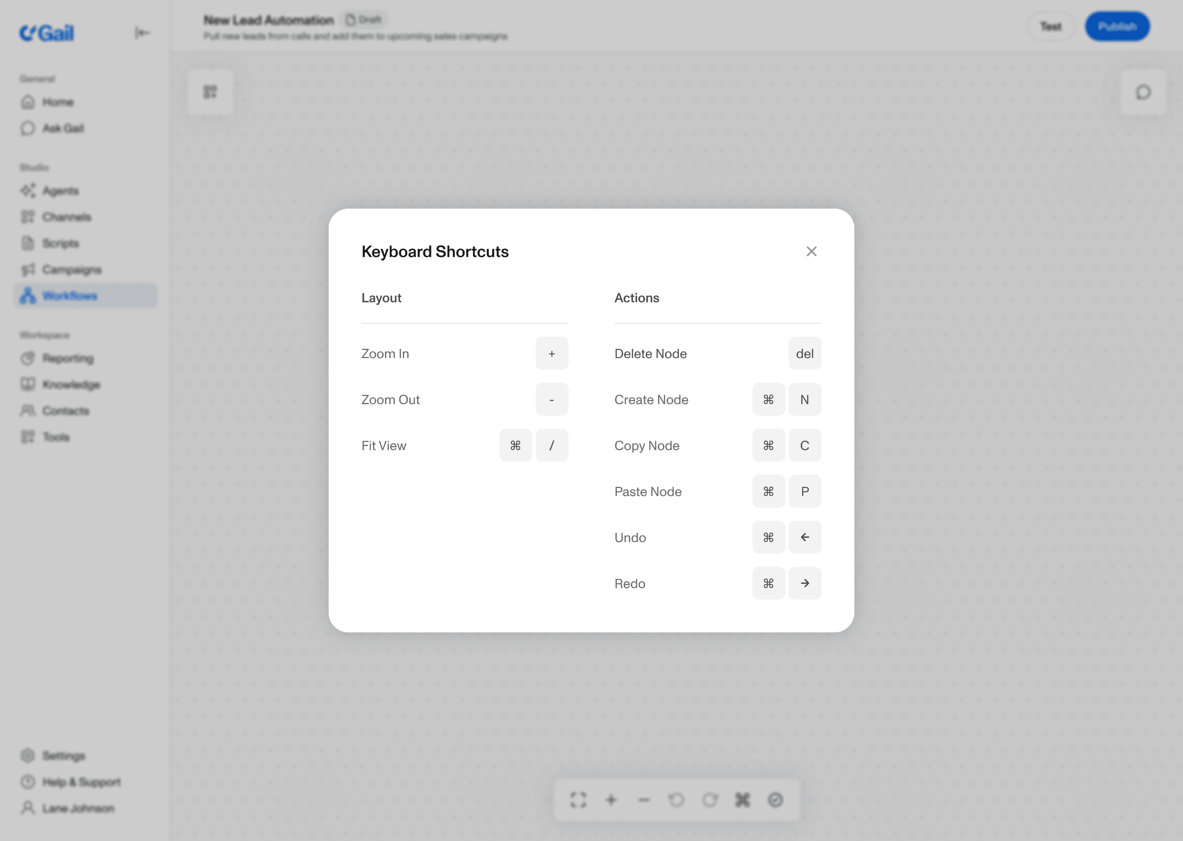 Configuring a node’s settings within the workflow workspace