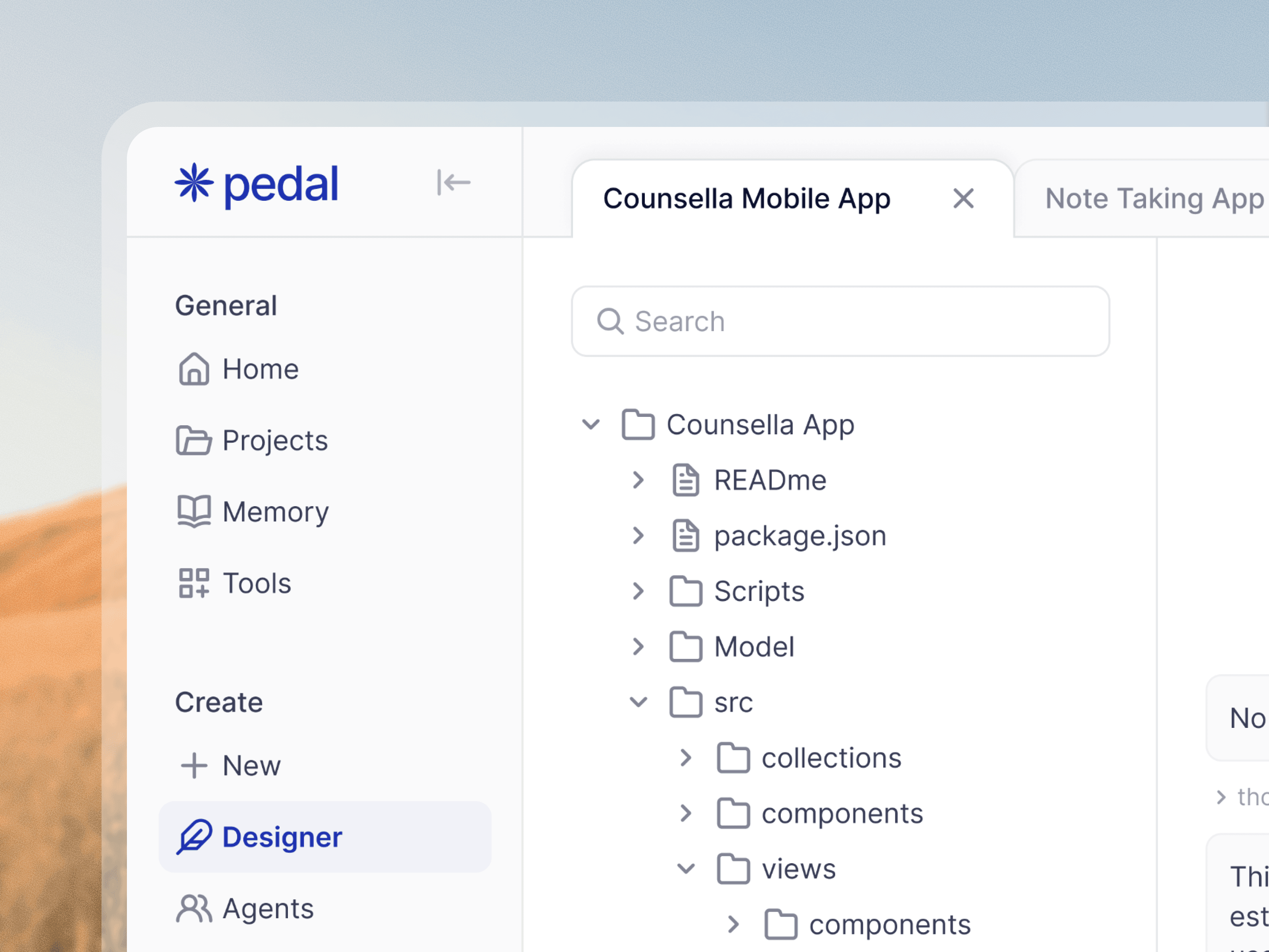 A clean agent configuration interface with app navigation