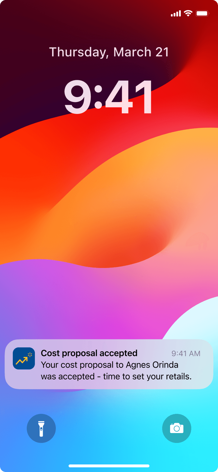 Mobile notification screen